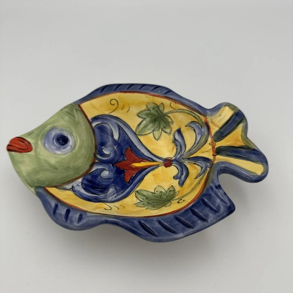 Vintage Hand painted Fish Trinket Holder
